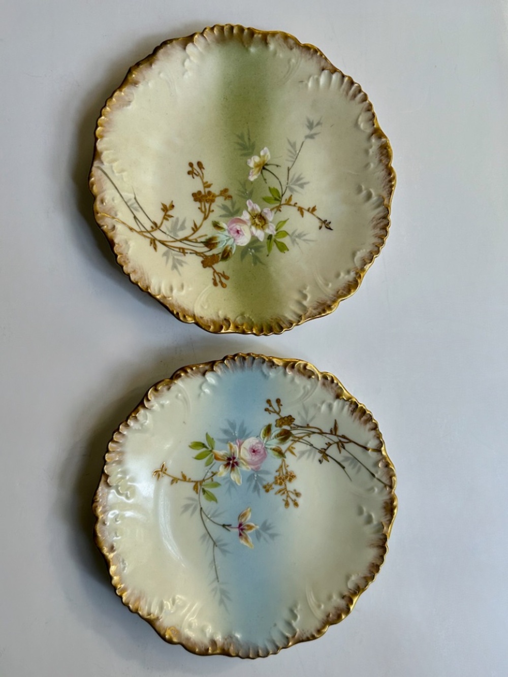 Pair of Limoges Hand Painted Floral Porcelain Plates C. 1900
